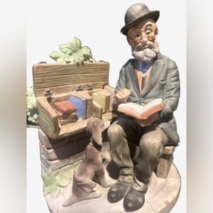 Vintage Lefton Figurine Charming Figurine of a Man Reading with Dog